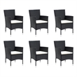 Bowery Hill Contemporary Poly Rattan 7 Piece Durable Dining Set in Black