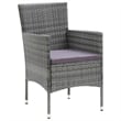 Bowery Hill Contemporary PE Rattan & Glass Medium Dining Set in Gray