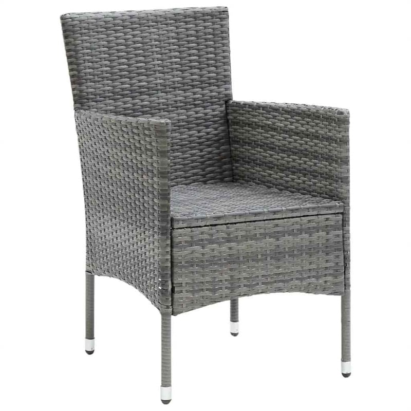 Bowery Hill Contemporary PE Rattan & Glass Medium Dining Set in Gray