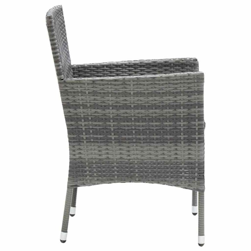Bowery Hill Contemporary PE Rattan & Glass Medium Dining Set in Gray