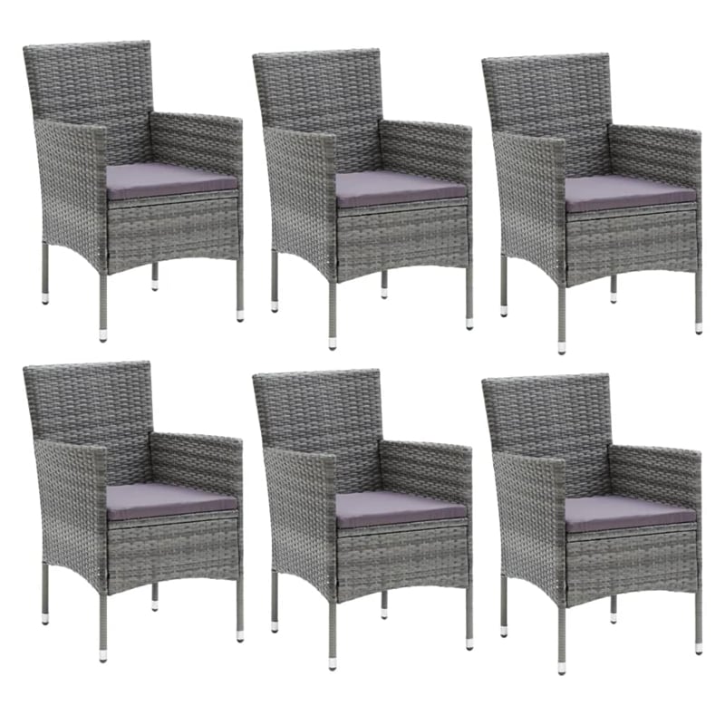 Bowery Hill Contemporary Glass 7 Piece Garden Dining Set in Gray