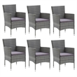Bowery Hill Contemporary Glass 7 Piece Garden Dining Set in Gray