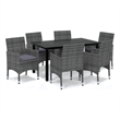 Bowery Hill Contemporary Glass 7 Piece Garden Dining Set in Gray
