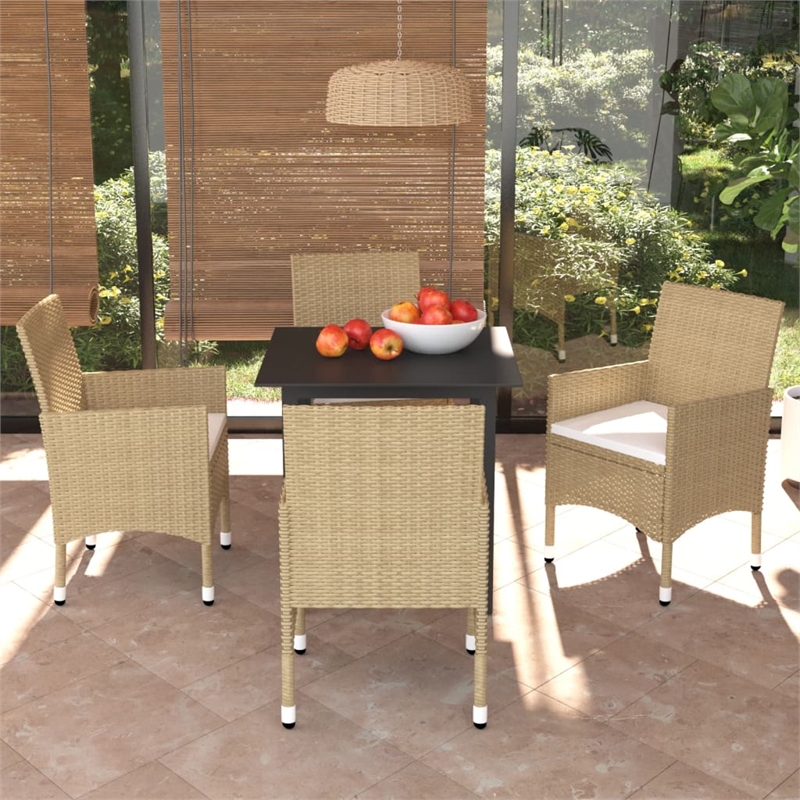 Bowery Hill PE Rattan Medium Light Weight Dining Set in Beige