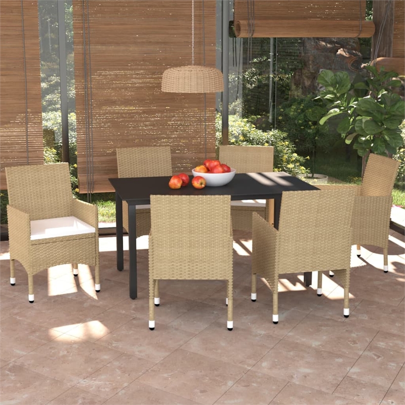 Bowery Hill Contemporary Dining Set in Beige/Cream White/Black