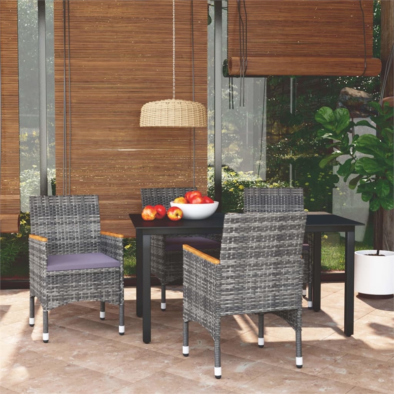 Bowery Hill Contemporary Weather-Resistant Dining Set in Gray/Dark Gray/Black