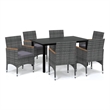 Bowery Hill Dining Set Table - Black/Chair - Gray/Cushion - Dark Gray Aluminum