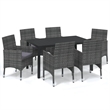 Bowery Hill Contemporary Poly Rattan & Steel Medium Dining Set in Gray
