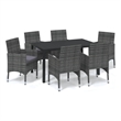 Bowery Hill Contemporary Poly Rattan & Steel Medium Dining Set in Gray
