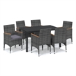 Bowery Hill Contemporary Weather-Resistant Dining Set in Gray/Black/Dark Gray