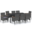 Bowery Hill Contemporary 9 Piece Garden Patio Dining Set in Gray