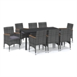 Bowery Hill Contemporary 9 Piece Garden Patio Dining Set in Gray
