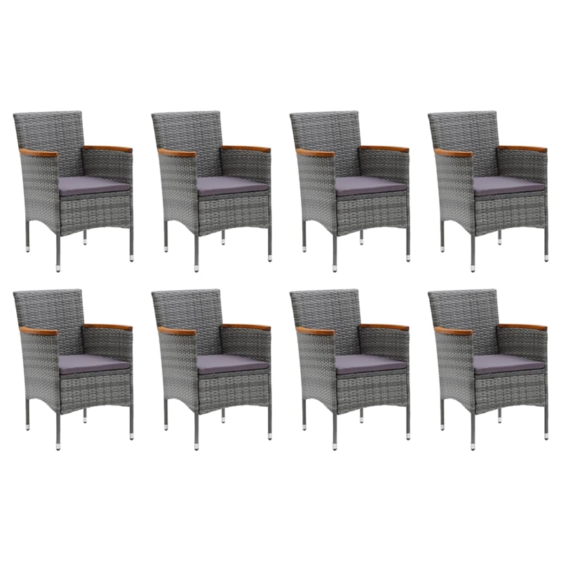 Bowery Hill Contemporary 9 Piece Garden Patio Dining Set in Gray