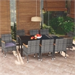 Bowery Hill Contemporary 9 Piece Garden Patio Dining Set in Gray