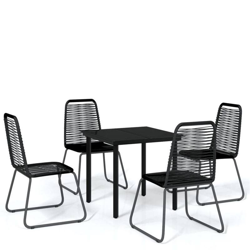 Bowery Hill Powder-Coated Steel Standard Garden Dining Set in Black