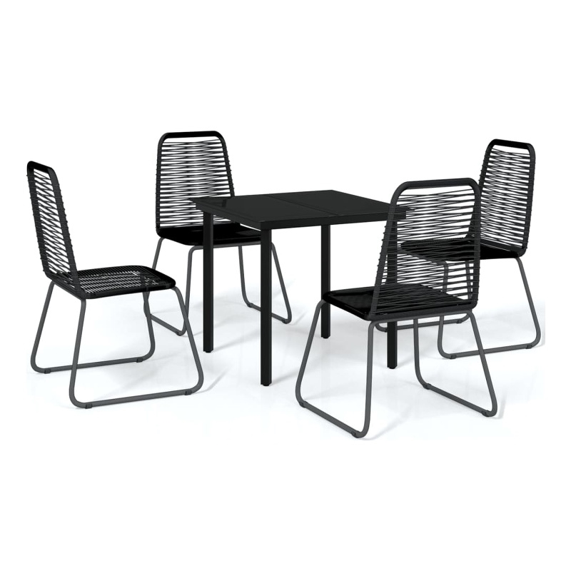 Bowery Hill Powder-Coated Steel Standard Garden Dining Set in Black