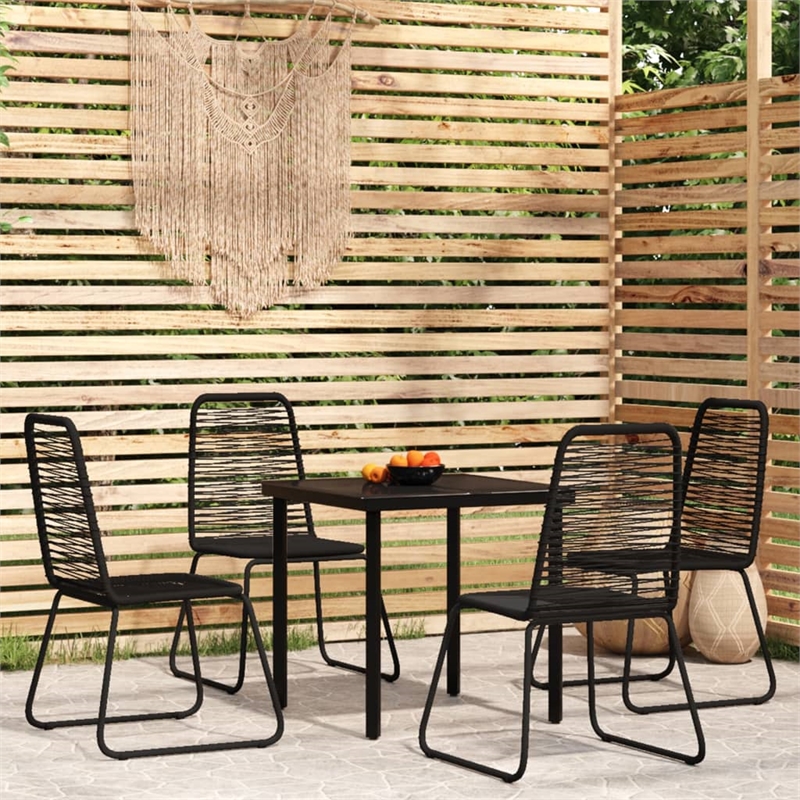 Bowery Hill Powder-Coated Steel Standard Garden Dining Set in Black