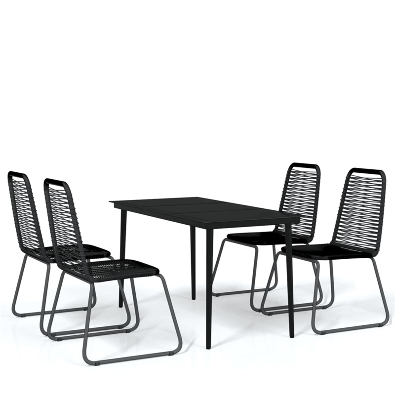 Bowery Hill Powder-Coated Steel 5 Piece Garden Dining Set in Black