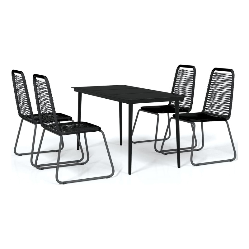Bowery Hill Powder-Coated Steel 5 Piece Garden Dining Set in Black