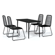 Bowery Hill Powder-Coated Steel 5 Piece Garden Dining Set in Black