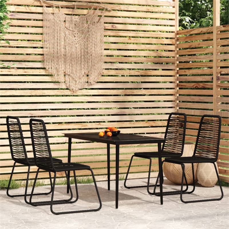 Bowery Hill Powder-Coated Steel 5 Piece Garden Dining Set in Black