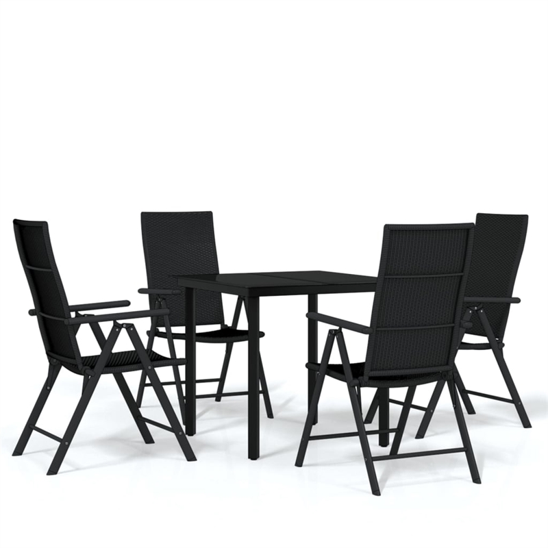 Bowery Hill Contemporary Weather-Resistant Garden Dining Set in Black