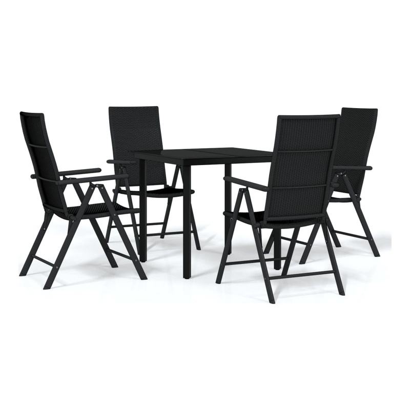 Bowery Hill Contemporary Weather-Resistant Garden Dining Set in Black