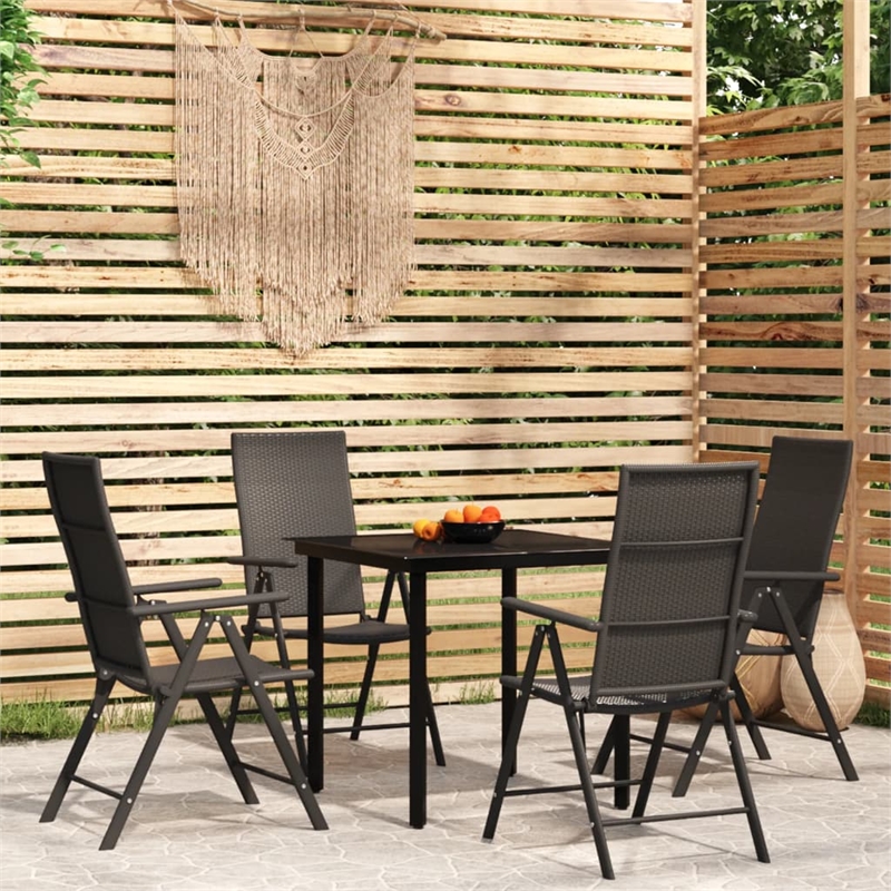 Bowery Hill Contemporary Weather-Resistant Garden Dining Set in Black