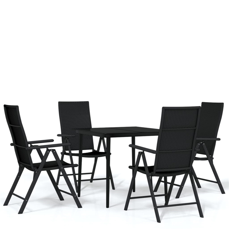 Bowery Hill Contemporary Weather-Resistant Garden Dining Set in Black