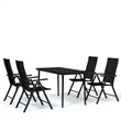 Bowery Hill Contemporary Powder-Coated Steel Garden Dining Set in Black