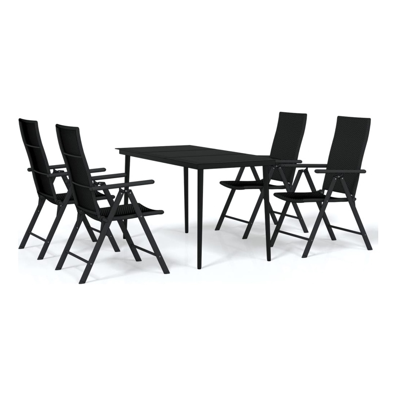 Bowery Hill Contemporary Powder-Coated Steel Garden Dining Set in Black