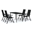 Bowery Hill Contemporary Powder-Coated Steel Garden Dining Set in Black