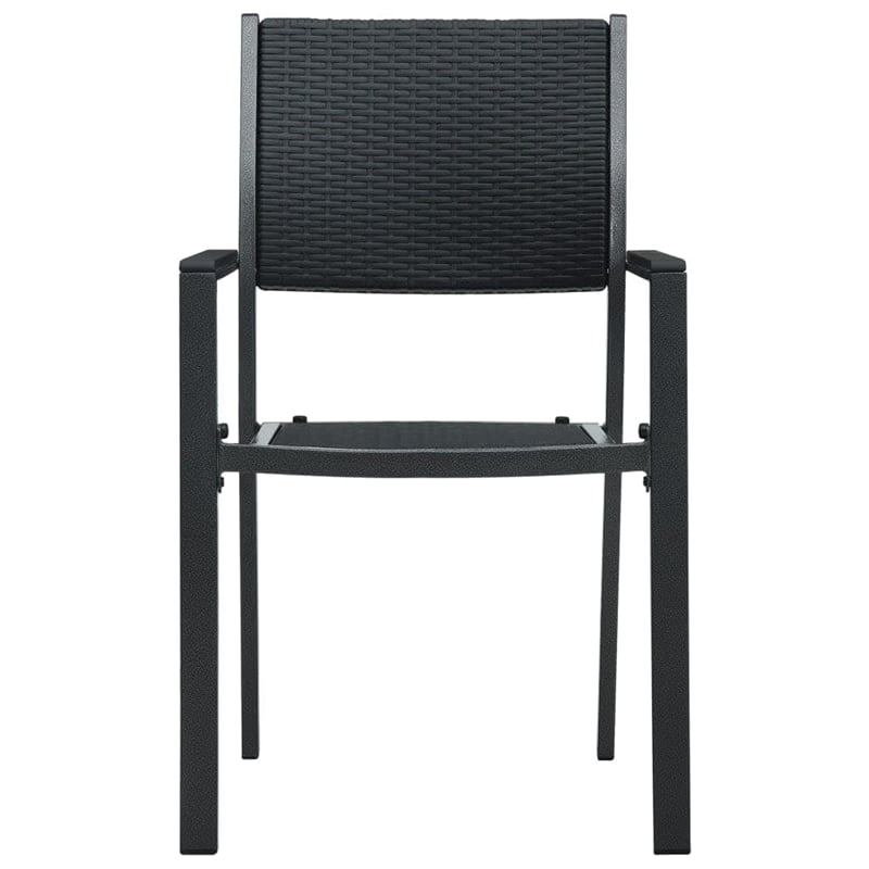 Bowery Hill Contemporary Powder-Coated Steel Garden Dining Set in Black