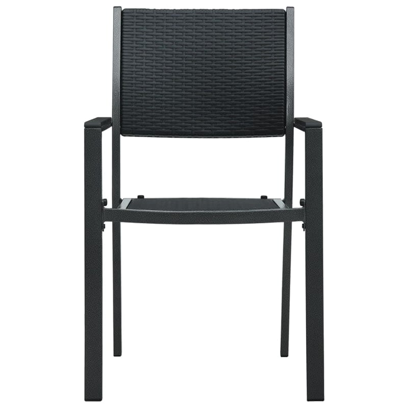 Bowery Hill Contemporary Powder-Coated Steel Garden Dining Set in Black