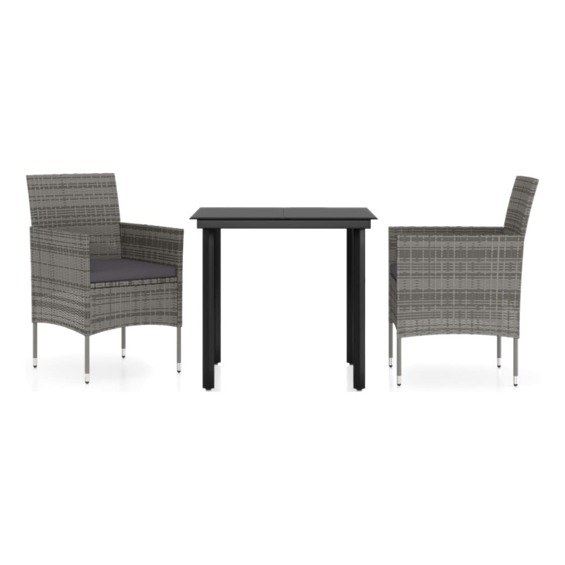 Bowery Hill Contemporary Garden Dining Set in Gray and Black
