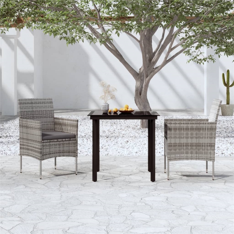 Bowery Hill Contemporary Garden Dining Set in Gray and Black