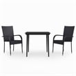 Bowery Hill PE Rattan/Powder-Coated Steel Garden Dining Set in Black