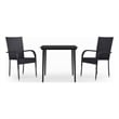 Bowery Hill PE Rattan/Powder-Coated Steel Garden Dining Set in Black