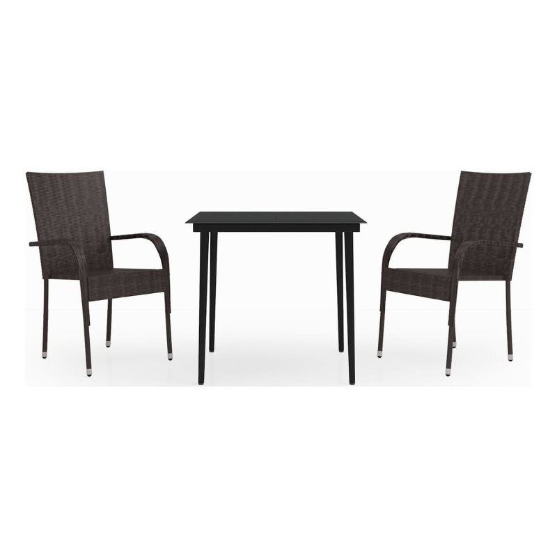 Bowery Hill Contemporary Garden Dining Set in Brown and Black