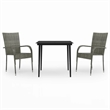 Bowery Hill PE Rattan Medium Durable Garden Dining Set in Gray and Black