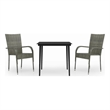 Bowery Hill PE Rattan Medium Durable Garden Dining Set in Gray and Black