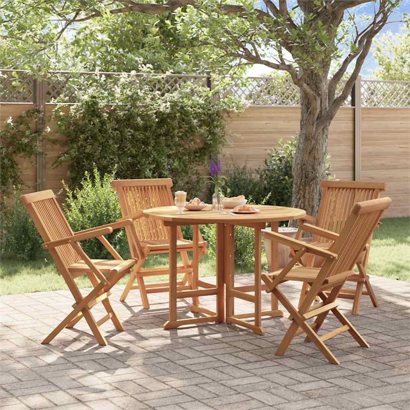 Bowery Hill Smooth-Sanded Teak HardWood Outdoor Dining Set Natural/Brown