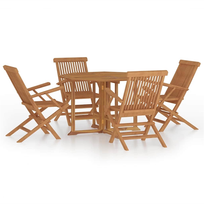 Bowery Hill Sanded Teak HardWood Medium Outdoor Dining Set Natural/Brown