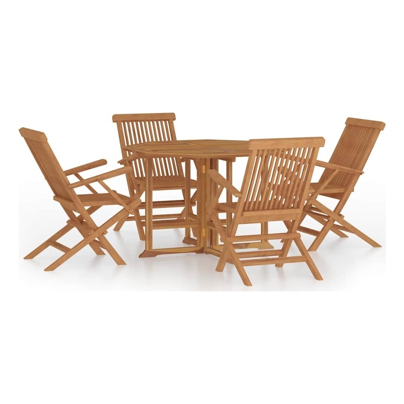 Bowery Hill Sanded Teak HardWood Medium Outdoor Dining Set Natural/Brown