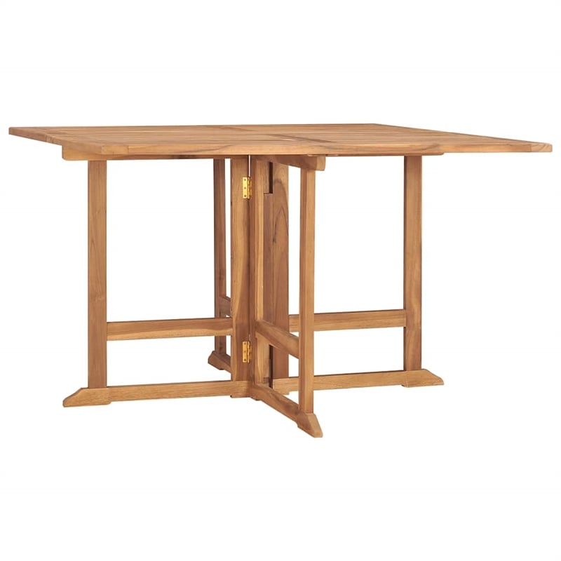 Bowery Hill Solid Teak Wood Medium Foldable Outdoor Dining Set in Brown