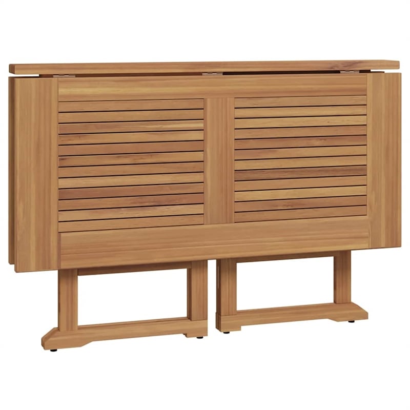 Bowery Hill Solid Teak Wood Medium Foldable Outdoor Dining Set in Brown