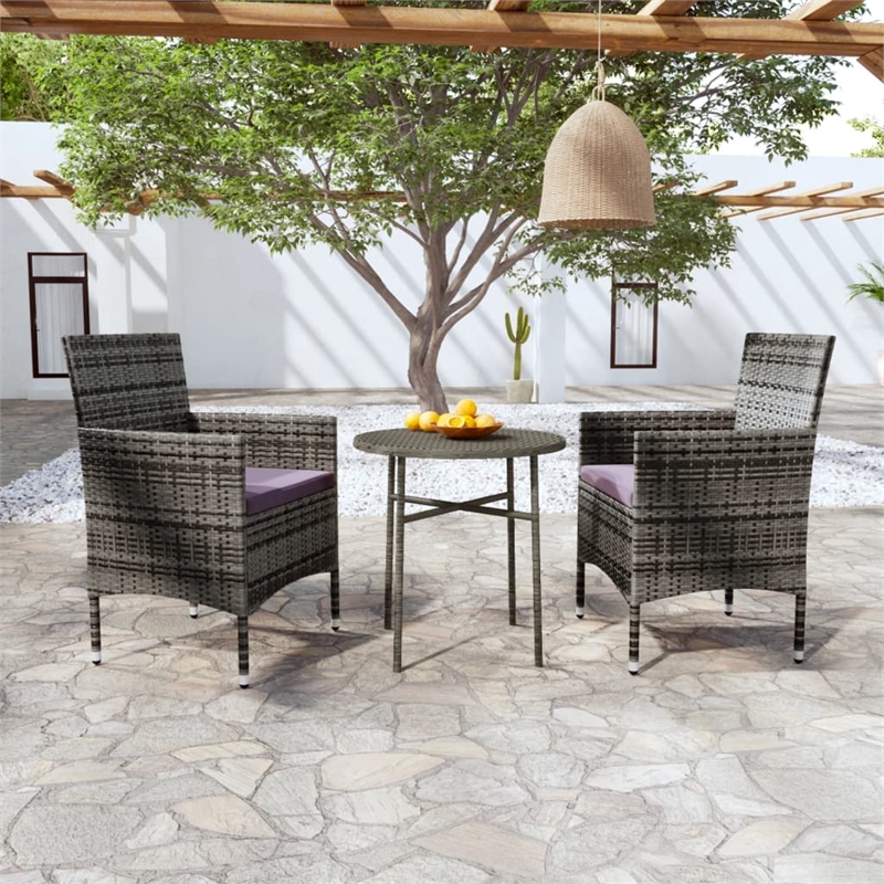 Bowery Hill Contemporary Garden Dining Set in Gray/Dark Gray