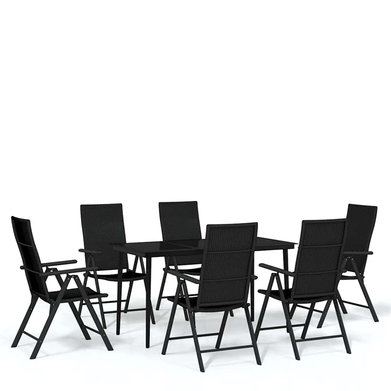 Bowery Hill Contemporary Weather-Resistant Garden Dining Set in Black
