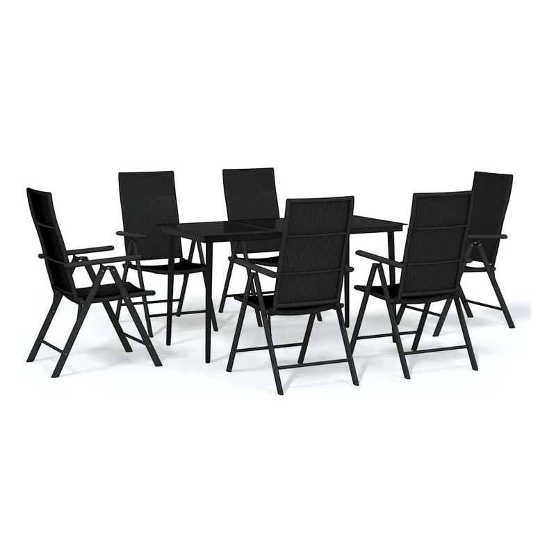 Bowery Hill Contemporary Weather-Resistant Garden Dining Set in Black
