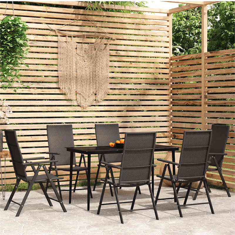 Bowery Hill Contemporary Weather-Resistant Garden Dining Set in Black